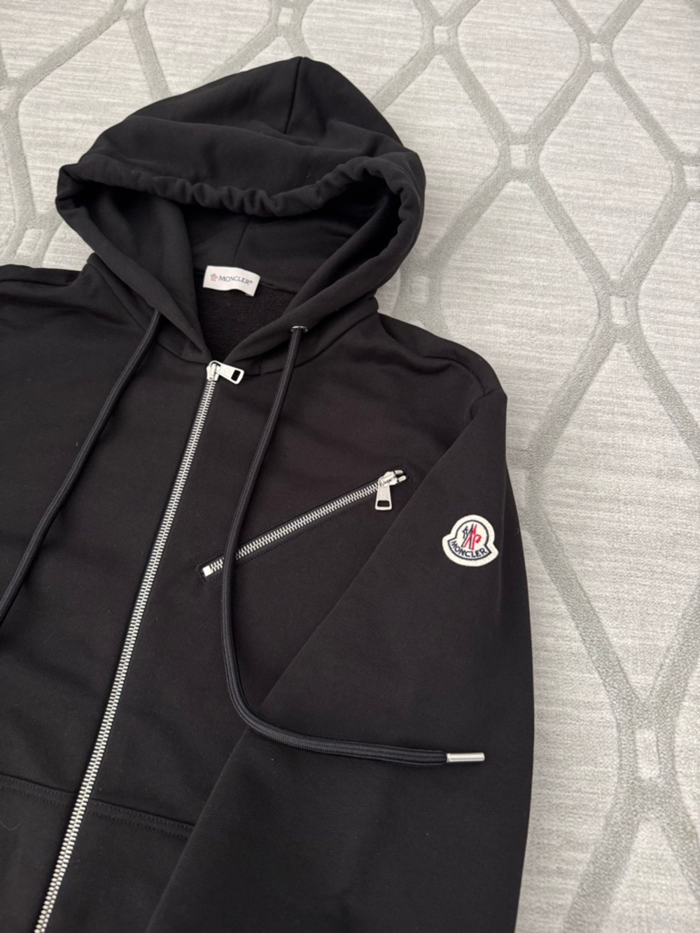 $1,095 NEW! Moncler Men's Black Striped Trim Zip Up Cardigan Hoodie SZ L NWT